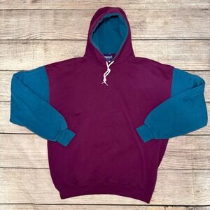 VTG Fremantle Action Wear Colorblock Hoodie Sweatshirt Womens XL Made in USA